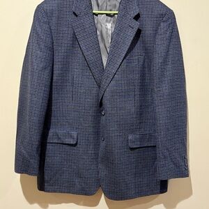 "Chaps" Men's Houndstooth Brown & Black Blazer SZ 44R 100% Wool Single Vent!